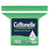 Flushable Wet Wipes with Aloe & Vitamin E, 6 Flip-Top Packs, 42 Wipes Per Pack (252 Total Wipes), Packaging May Vary