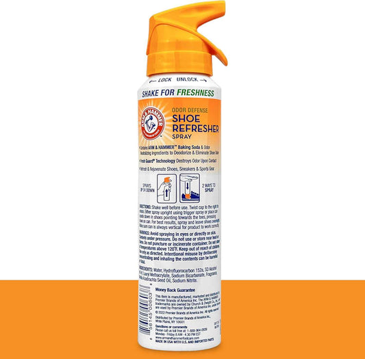 Arm and Hammer Shoe Refresher Spray, Multi-Purpose Odor Remover for All Types of Footwear, Shoe Deodorizer Spray, Shoe Odor Eliminator, Shoe Spray, Shoe Smell Eliminator