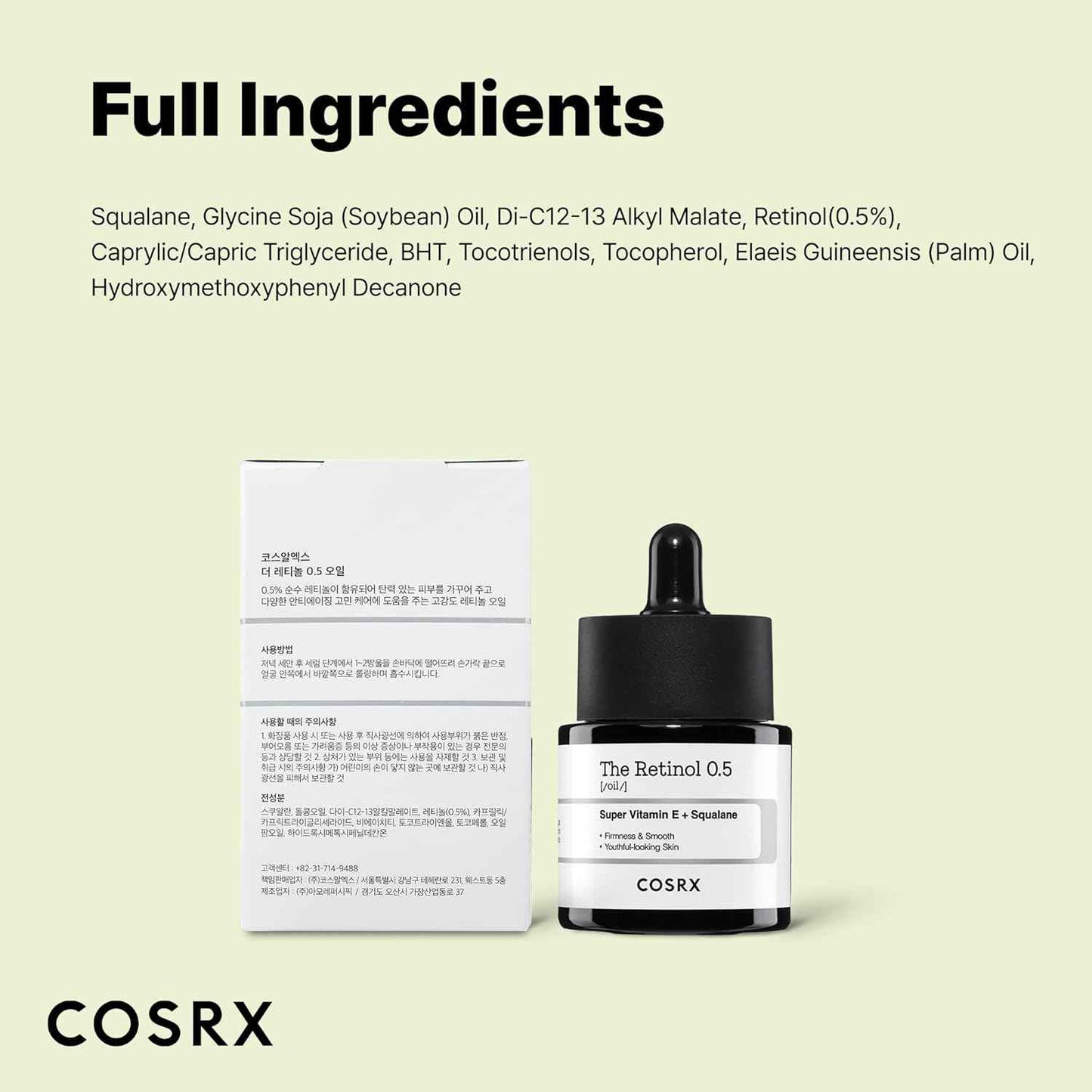 COSRX Retinol 0.5 Oil, Anti-aging Serum with 0.5% Retinoid Treatment for Face, Reduce Wrinkles, Fine Lines, Gentle Skincare for Day & Night, Not Tested on Animals, Korean Skin Care
