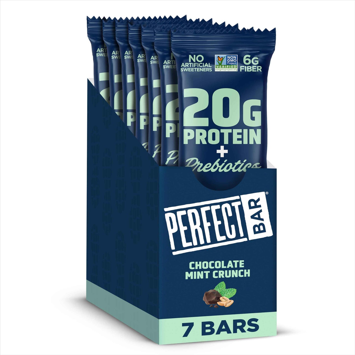 Perfect Bar Protein + Prebiotics, 20g Protein, Grass-Fed Whey, 6g Fiber With 3g Prebiotics, Gluten-Free, Non-GMO, 2.4 Ounce Bar, 7 Count