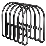 AmazerBath Shower Curtain Hooks Rings, Metal Shower Curtain Rings, Black Shower Curtain Hooks Rust Proof Double Hook Shower Hooks for Shower Curtain and Liner, Shower Rod Hooks Bathroom 12Pcs