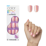 KISS colorFX by imPRESS Press On Nails, Solid Red with Pearlescent Finish, Short Oval, IMPROVED adhesive, Includes 30 Fake Nails, Prep Pad, 1 Manicure Stick, 1 Mini Nail File