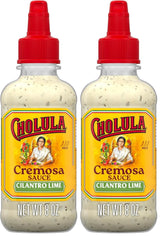 Cholula Cremosa Sauce, Cilantro Lime, Mild Heat, Creamy Squeezable Topping for Tacos, Enchiladas, Soup, Tostadas, Eggs and More, 8 fl oz