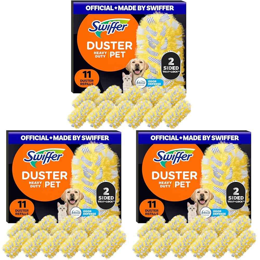 Swiffer Pet Heavy Duty Dusters Refills, Multisurface 360 Dusters with Febreze Odor Defense, 11 Count