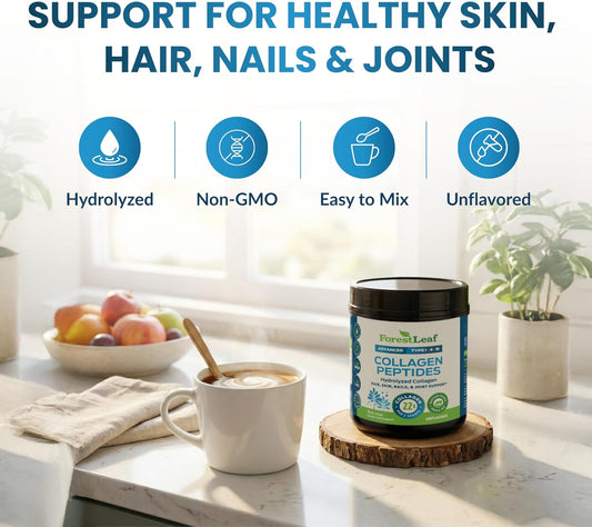 ForestLeaf_Collagen_Peptides_Powder_Unflavored_-_Hydrolyzed_Grass_Fed_Keto_Collagen_Protein_Powder_Type_1,_2_&_3_-_Vital_Hair,_Skin,_Nails,_Joints,_Recovery,_11g_Per_Serving