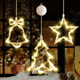 3Pack Christmas Window Lights Decorations with Timer, Battery Powered Christmas Hanging White Lighted Snowflake Shaped LED Sucker for Xmas Lamp Tree Fireplace Indoor Decor