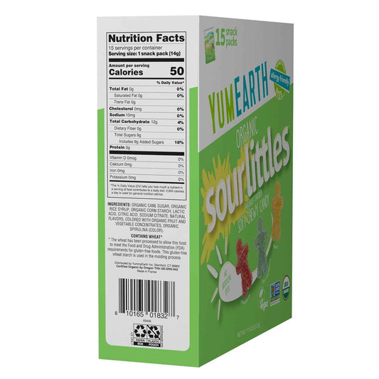 YumEarth Organic Sour Littles Chewy Candy - Allergy Friendly, No Artificial Dyes, Non GMO, Gluten Free, Vegan Candy Snacks