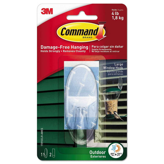 Command Outdoor Wall Hooks, 1 Hook and 2 Command Strips, Damage Free Hanging Wall Hooks for Hanging Christmas Decorations with Weather Resistant Strips, Holds up to 4 lb