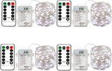 2 x Fairy Lights Battery Operated,Silver Wire Chains 8 Mode 16Ft/5Meter 50 LEDs Timer String Lights with Remote Control for Bedroom Christmas Party Wedding Decoration(Warm White)