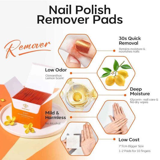Modelones Nail Polish Remover Pads, Acetone Nail Polish Remover Wipes 50 PCS Professional Individually Wrapped Wet Wipes Easily & Quickly Smell Glycerin Moisturizing Big Size Portable