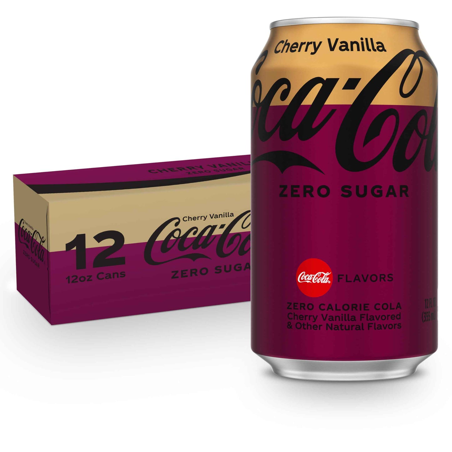 Coca-Cola Cherry Zero Soda | Zero Sugar Cherry Vanilla, 12 Fl Oz (pack of 12)