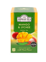 Ahmad Tea Green Tea, Mango & Lychee Teabags, 20 ct (Pack of 1) - Caffeinated Sugar-Free