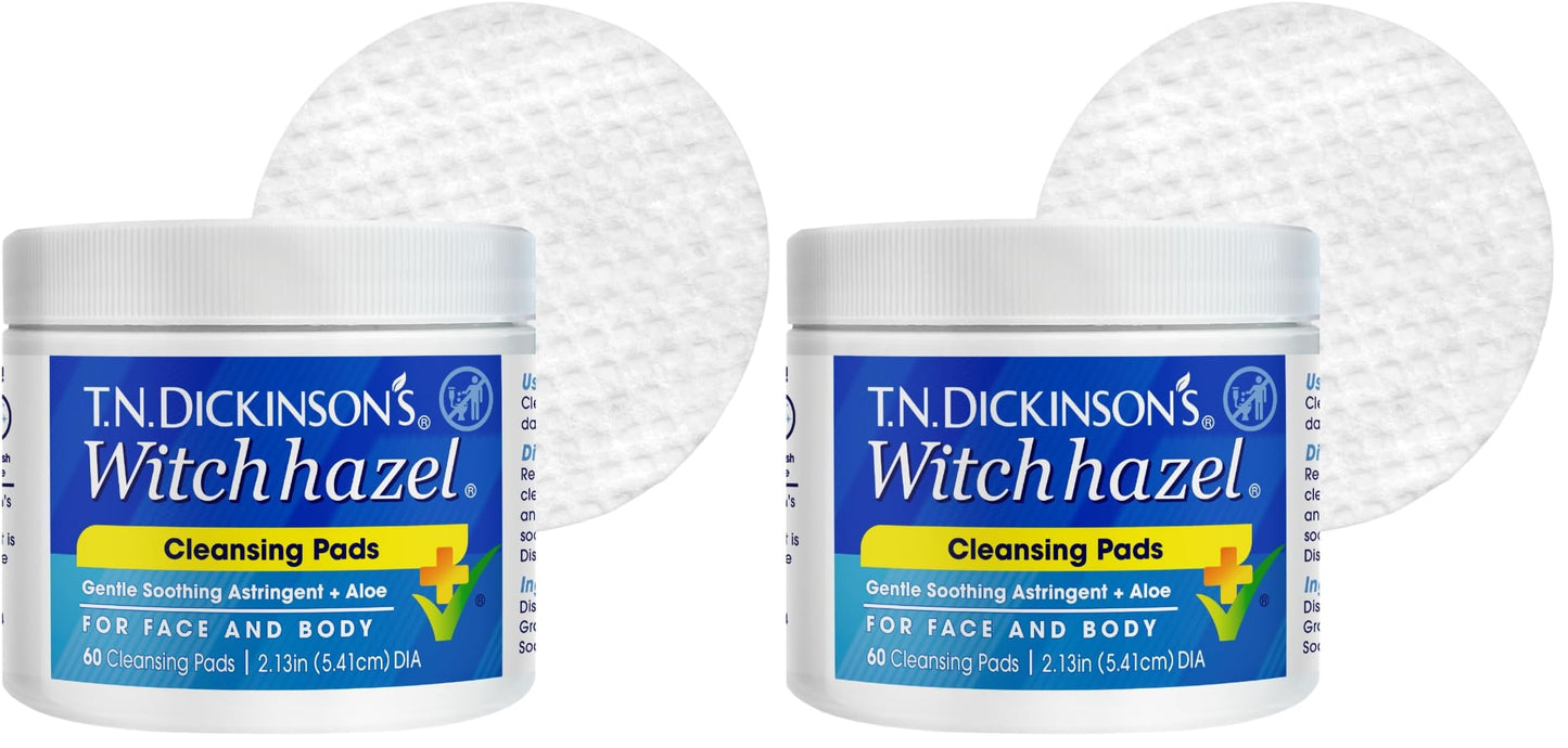 T.N. Dickinson's Witch Hazel Cleansing Pads, 60 Count (Pack of 2)