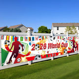 World Cup Banner for 2026 International Flags Decorations Around The World Cup Backdrop 118×20Inch World Map Trophy Photo Backdrop Cloth for Soccer Party, Bar, Home (Blue)