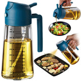 TrendPlain 16oz/470ml Glass Olive Oil Sprayer for Cooking – 2 in 1 Olive Oil Dispenser Bottle for Kitchen Gadgets and Air Fryer Accessories, Salad, BBQ