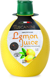 Tuscanini 100% Sicilian Lemon Juice, Not from Concentrate, 6.7oz Lemon Shaped Convenient Squeeze Bottle | No Water Added | Product of Italy | Certified Kosher (Including Passover)