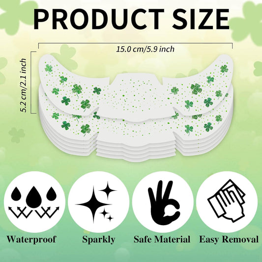 St_Patricks_Day_Accessories,_Green_Shamrock_Temporary_Face_Glitter_Freckles_Tattoos,St_Patty's_Green_Face_Tattoos_Sparkle_Glitter_Makeup,Saint_Patrick's_Day_Outfit_for_Women,6_PCS
