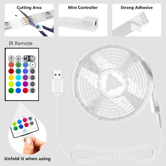 PANGTON_VILLA_Led_Strip_Lights_8.2ft/14.3ft_for_40-60in/65-75in_TV,_USB_LED_TV_Backlight_Kit_with_Remote_-_16_Color_5050_LEDs_Bias_Lighting_for_HDTV