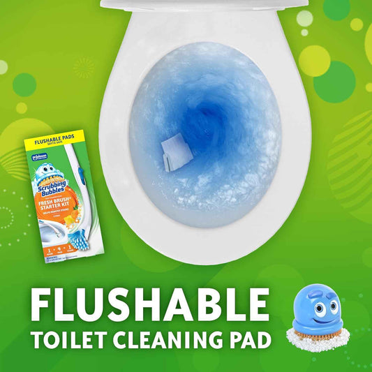 Scrubbing Bubbles Toilet Bowl Cleaning System with Flushable & Disposable Cleaner Refill Pads, Fights Odors and Helps Remove Limescale & Hard Water Stains, Citrus Scent