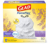 Glad ForceFlex Tall Kitchen Trash Bags, 13 Gal, Gain Lavender with Febreze