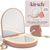 Kitsch Compact Mirror Keychain – Travel Makeup Mirror with Lights, Small Lighted Dual-Magnification Pocket Mirrors, USB-Rechargeable, Ideal for Your Touch-Ups While On Travel