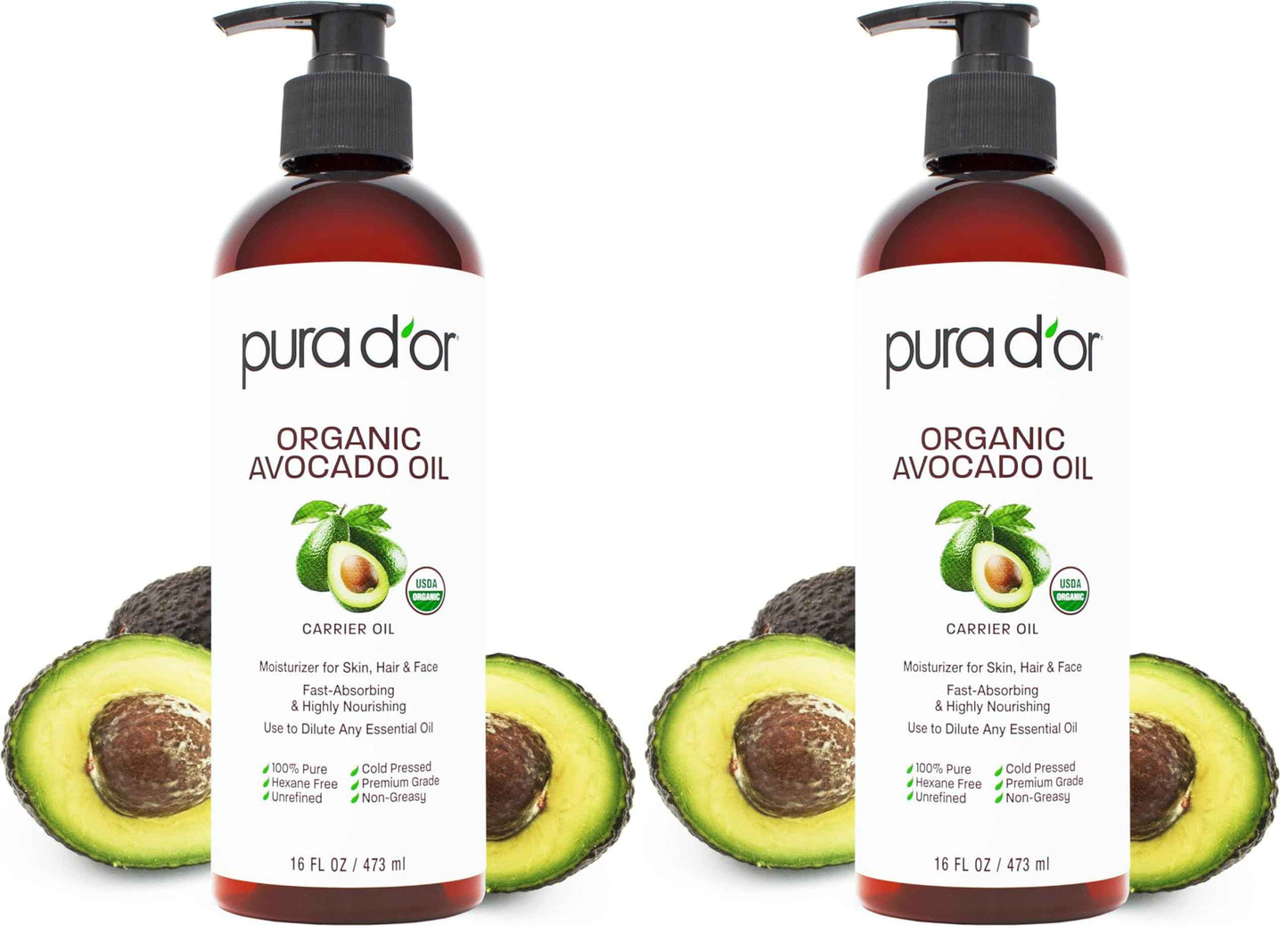 PURA D'OR ORGANIC Fractionated Oil – USDA Certified – MCT Oil – Therapeutic, Hydrating, Lightweight Moisturizer – Hexane Free Carrier Oil For Essential Oils & Massage – Face, Hair & Body