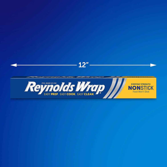 Reynolds Wrap Non Stick Aluminum Foil, Nonstick Aluminum Foil Roll, Prevents Food Sticking and Messy Cleanup, Great for Covering Casseroles and leftovers