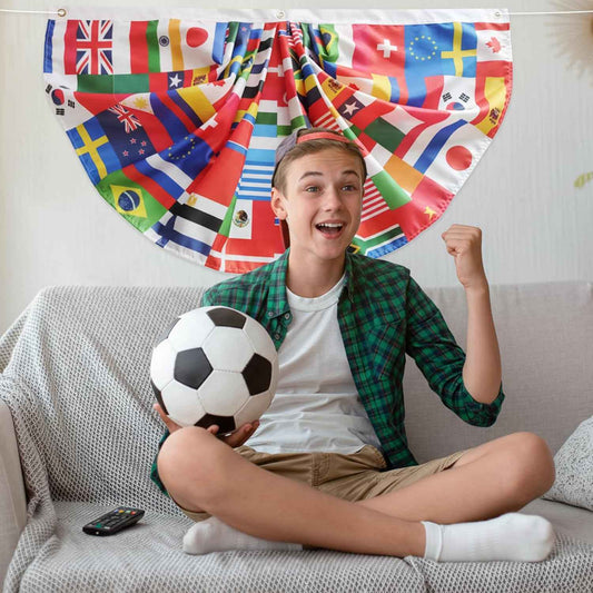 6Pcs World Cup Flags Banner 2026 International Worlds Flag Decorations Nations Pleated Fan Bunting Backdrop Soccer World Cup Merchandise for Party Soccer Sports Club Events Grand Opening Decor 1.5x3ft