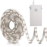 echosari Battery Operated Motion Sensor Cabinet Strip Lights, 9.8Ft 90 LED Counter Closet Strip Light, Motion & Night Sensor Safe Tape Light for Stairs Wardrobe Kitchen (Cool White/Warm White)