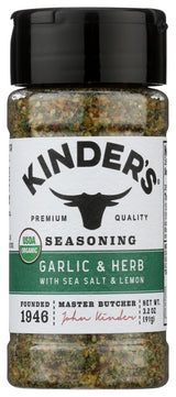 Kinders Organic Garlic Herb Sea Salt & Lemon Seasoning, 3.2 OZ