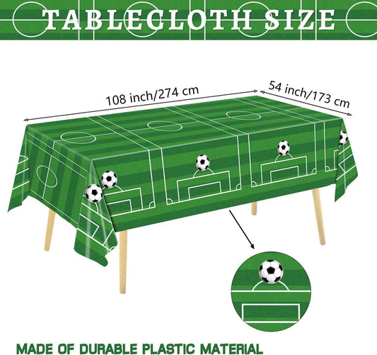 QIYANPAX 4 Pieces Soccer Tablecloths - Soccer Birthday Party Decorations Soccer Table Cloth Soccer Tablecloth Plastic Table Cover for Sports Soccer Theme Party Decorations, 54 x 108 Inch