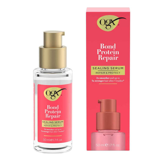 OGX Repair & Protect Bond Protein Repair Sealing Hair Serum, Formulated without Parabens, Frizz Treatment, 1.7 fl. oz