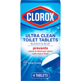 Clorox Ultra Clean Toilet Tablets Bleach & Blue, Rain Clean Scent, 2.47 Ounces Each