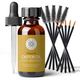 Pure Body Naturals Castor Oil for Eyelashes and Eyebrows - Brow and Lash Growth Serum - 1 fl oz - Organic, Hexane Free, Cold Pressed Unrefined