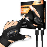HANPURE Rechargeable LED Flashlight Gloves Stocking Stuffers for Adults Men Christmas Birthday Gift Idea for Dad Husband Him Boyfriend Car Guy Waterproof Lighted Gloves for Repairing Fishing Camping