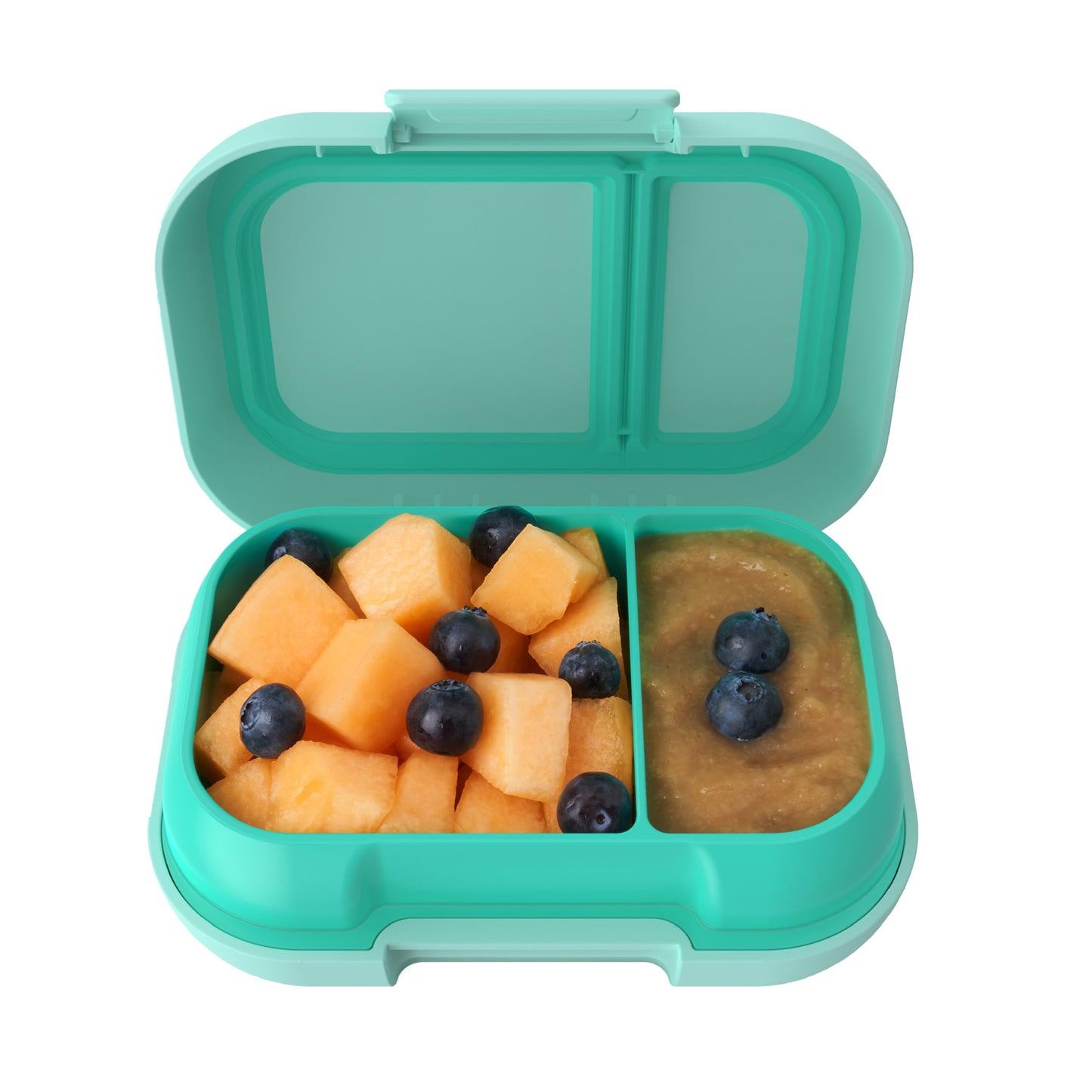 Bentgo Kids Snack - 2 Compartment Leak-Proof Bento Box Container for Snacks and Small Meals, Easy-Open Latch, Dishwasher Safe, BPA-Free for School, Daycare, & Sports - Ideal for Ages 3+ (Aqua)