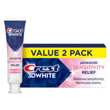 Crest 3DWhite Advanced Whitening Sensitivity Relief Toothpaste, Soft Mint, 3.3 oz, Pack of 2