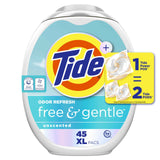 Tide PODS Free and Gentle Odor Refresh Laundry Detergent Packs, Hypoallergenic Laundry Detergent Pods