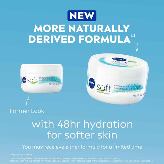 NIVEA Soft Refreshingly Soft Moisturizing Cream, Lightweight Body Moisturizer for Face, Body and Hands, Body Cream Enriched with Jojoba Oil and Vitamin E