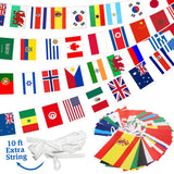 100 Countries String Flag Banner Set- 82Ft International World Flags Bunting Durable Mini Polyester Flags for Party Decorations, Classroom, Sports Events, Olympics, World Cup & Cultural Festival Decor