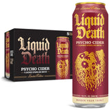 Liquid Death, Psycho Cider Sparkling Water, Apple Cider Flavored Sparkling Beverage Sweetened With Real Agave, Low Calorie & Low Sugar, 8-Pack (King Size 19.2oz Cans)