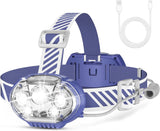 Rechargeable Headlamp, Ultra-Bright 5 LED Head Lamp with Red White Light,IPX4 Waterproof Headlight,8 Mode Head Flashlight for Outdoor Running Hunting Fishing Hiking Camping Gear