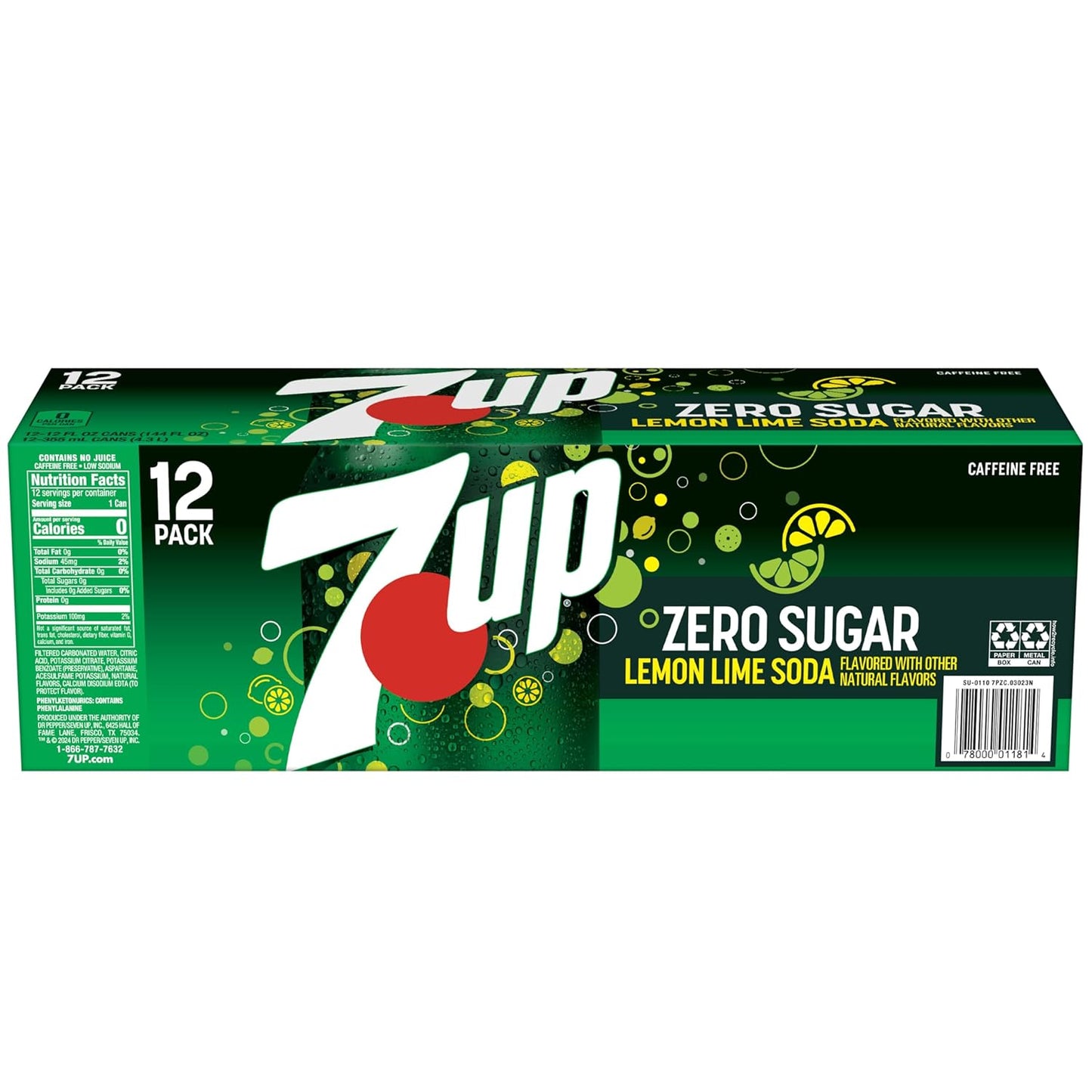 7UP Diet Lemon-Lime Soda, 12 Oz Cans – Sugar-Free Refreshment for Calorie-Conscious Self-Care