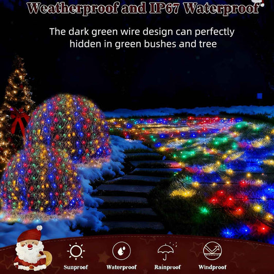 HYH Christmas Net Lights – Cozy Living Room Holiday Accent, 12FT x 5FT Multicolor LED Mesh for Indoor Christmas Tree and Home Decor