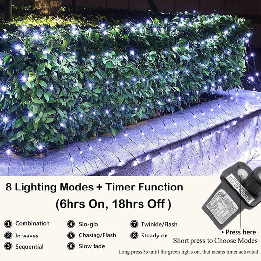 iBaycon 4ft x 6ft Christmas Net Mesh Lights – Waterproof Outdoor Bush and Hedge Lights with 8 Modes and Timer for Patio and Garden