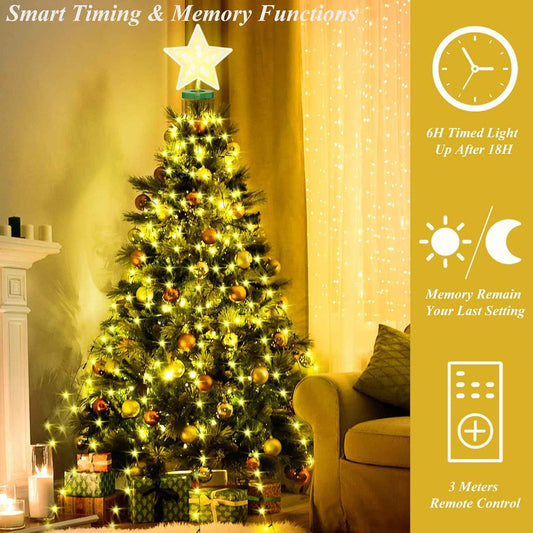 aneeway Star Topper Christmas Tree Lights – Cozy Holiday Aesthetic for Living Room Mantel and Reading Nook, 16 Strand Cascade