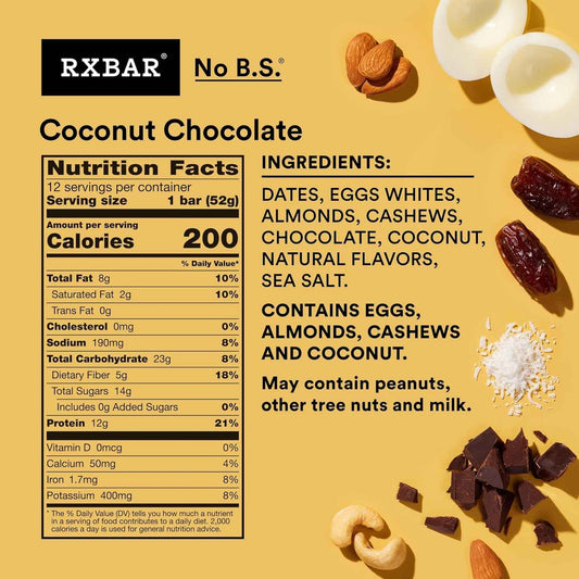 RXBAR Protein Bars, Protein Snack, Snack Bars, Coconut Chocolate