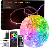 Battery Powered LED Strip Lights 13.2 ft/20 ft/25ft/32.8ft/100 ft/130 ft/65.6ft smart, Battery Operated LED Light Strip Color Changing Music Sync App Remote Control RGB USB Led Lights for TV, Room, Rope Lights