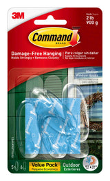 Command Outdoor Wall Hooks, 1 Hook and 2 Command Strips, Damage Free Hanging Wall Hooks for Hanging Christmas Decorations with Weather Resistant Strips, Holds up to 4 lb