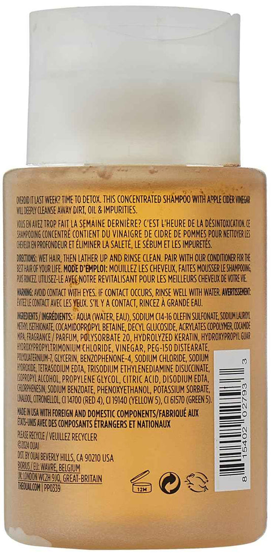 OUAI Detox Shampoo Travel Size - Clarifying Shampoo for Build Up, Dirt, Oil, Product and Hard Water - Apple Cider Vinegar & Keratin for Clean, Refreshed Hair - Sulfate-Free Hair Care (3 oz)